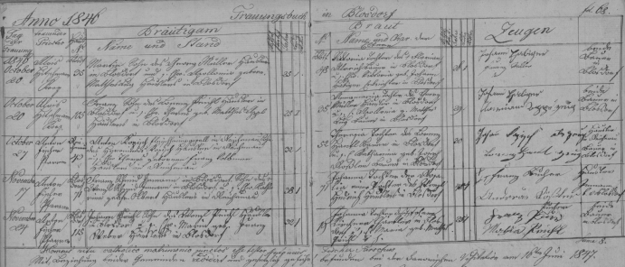 Klicke auf die Grafik f?r eine vergr??erte Ansicht  Name: Trauungen Blosdorf 1846.png Ansichten: 7 Gr??e: 264,7 KB ID: 2842632