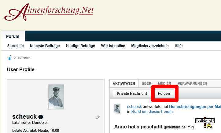 Klicke auf die Grafik für eine vergrößerte Ansicht  Name: Screenshot 2025-06-11 at 10-12-59 User Profile - Ahnenforschung.Net Forum.png Ansichten: 0 Größe: 39,9 KB ID: 2925882